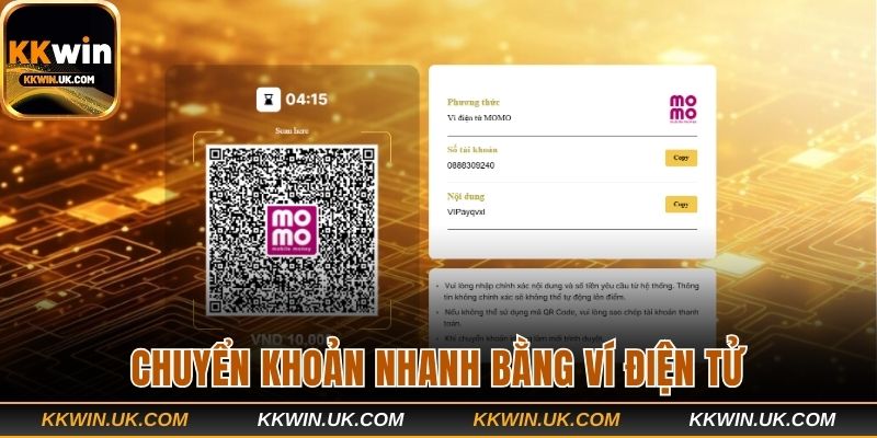 Chuyển nhanh bằng các loại hình ví điện tử 