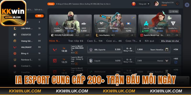 IA Esport cung cấp 200+ trận đấu mỗi ngày