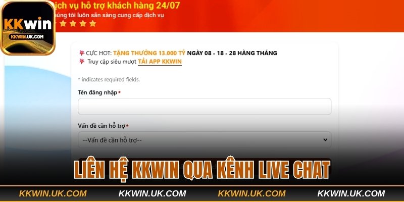 Liên hệ KKWIN qua kênh live chat